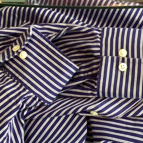 Michael Kors button up shirt Blue and white striped Men’s 18.5 34/35 Big EUC. - Picture 10 of 13